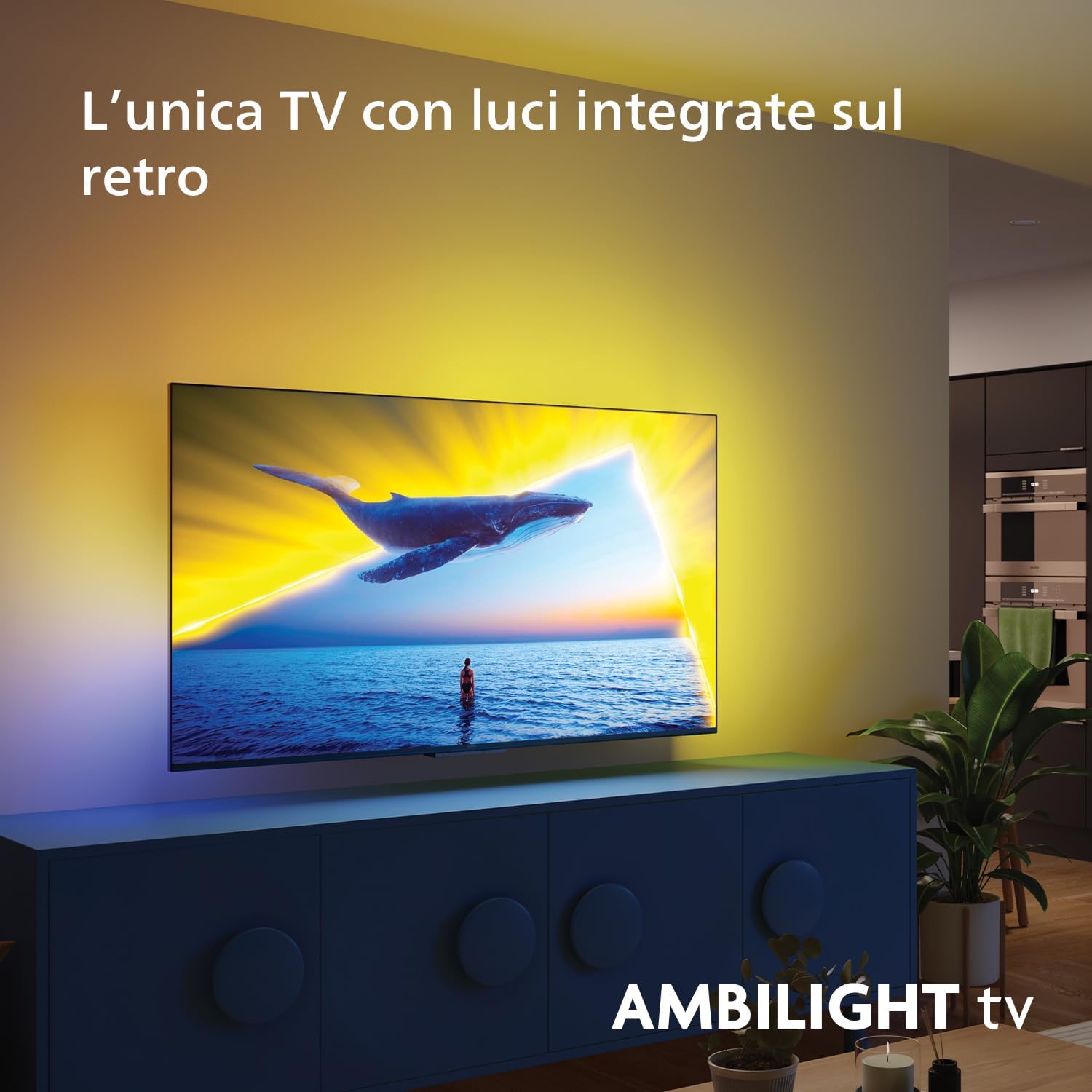 Ambilight 55PUS8109 4K LED Smart TV - 55-Inch Display with Titan OS Platform, Pixel Precise Ultra HD and Dolby Atmos Sound, Works with Alexa and Google Voice Assistant - Satin Chrome