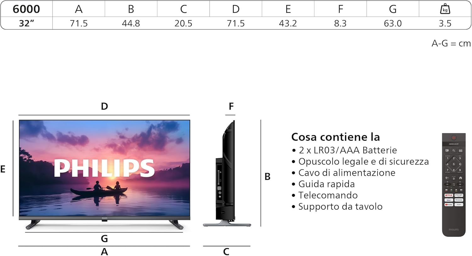 32PFS6000 HD LED Smart TV - 32-Inch Display with Pixel Plus, Titan OS Platform and Dolby Digital Sound - Works with Alexa and Google Voice Assistant