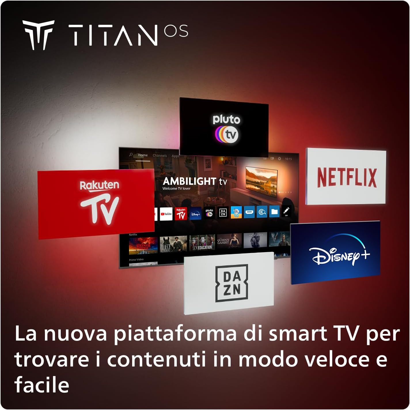 Ambilight 55PUS8109 4K LED Smart TV - 55-Inch Display with Titan OS Platform, Pixel Precise Ultra HD and Dolby Atmos Sound, Works with Alexa and Google Voice Assistant - Satin Chrome