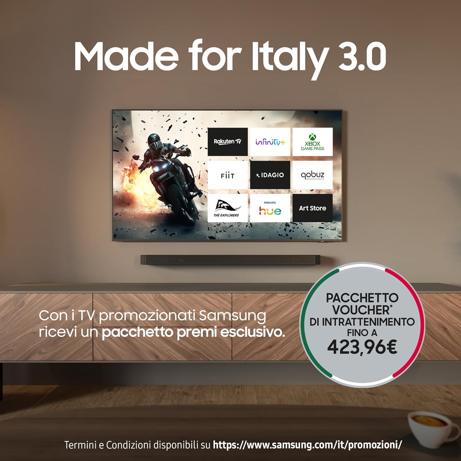 Neo QLED 4K Vision AI Smart TV 55'' QE55QN74FATXZT Mini LED, NQ4 AI Gen2 Processor, AI Upscaling, Motion Xcelerator 144 Hz, Technology Quantum Matrix Slim, OTS Lite, AirSlim Design, 2025